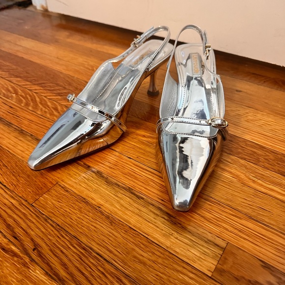 Larroude Silver Ines slingbacks (worn once) - Picture 9 of 11